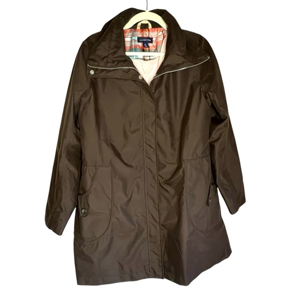 Land's End Trench Rain Coat Chocolate Brown Size Medium 10-12 - Picture 11 of 11